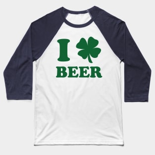 I Shamrock Beer Green Print Baseball T-Shirt